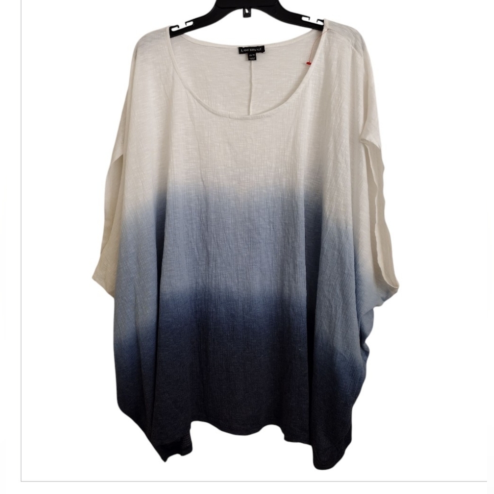Lane Bryant Blue White Gradient Ombre Cape Style Sleeve Tunic Size 26/28
